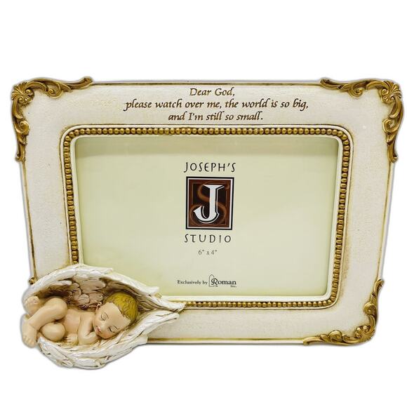Roman Inc Joseph Studio Baby In Wings Holds Photo Frame Size 4" x 6" - Picture 1 of 8